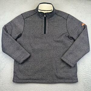 Orvis Sweater Mens Large Gray 1/4 Zip Sherpa Lined Polyester Outdoor Hiking‎